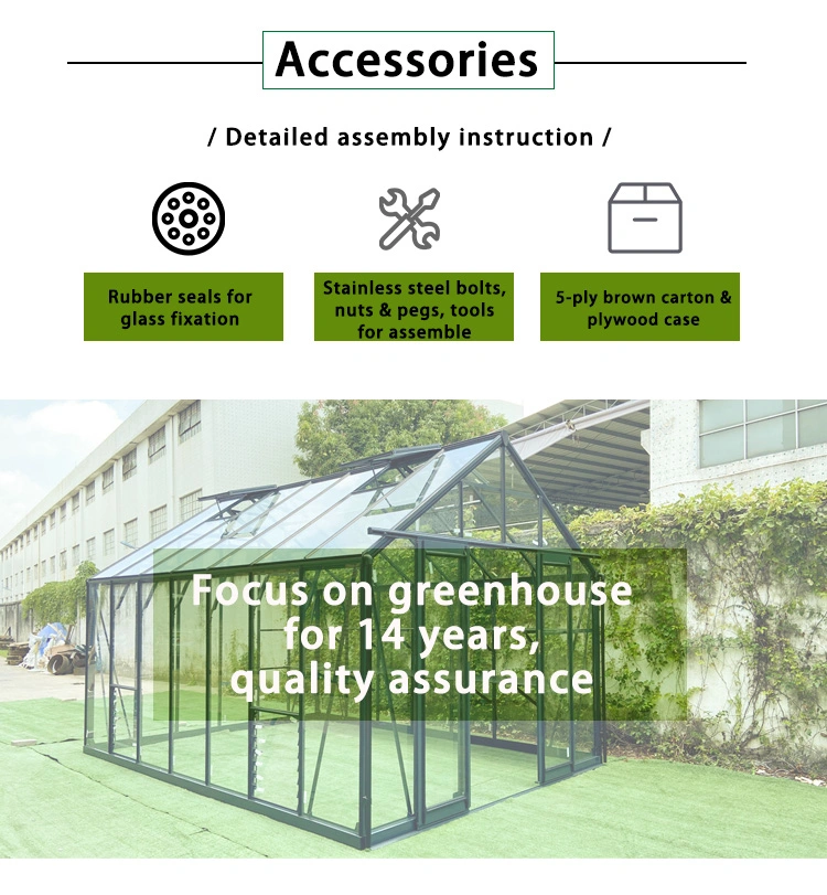 Outdoor Metal Aluminum Frame Green House Backyard Mini Glasshouse Victorian Commercial Glass Garden Greenhouse Used for Sale